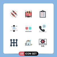 Stock Vector Icon Pack of 9 Line Signs and Symbols for drink iot course internet of things smart watch Editable Vector Design Elements