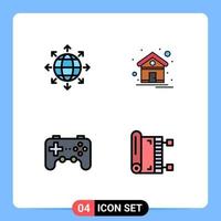 Pictogram Set of 4 Simple Filledline Flat Colors of connection device world homepage joystick Editable Vector Design Elements