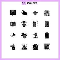 Modern Set of 16 Solid Glyphs and symbols such as route navigation saw guide repair Editable Vector Design Elements