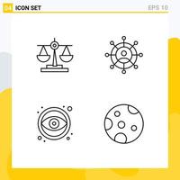 Line Pack of 4 Universal Symbols of balance graphic scale technology moon Editable Vector Design Elements