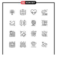 conjunto de pictogramas de 16 contornos simples de baloon park informe silla elementos de diseño vectorial editables de san valentín vector