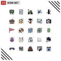 Modern Set of 25 Filled line Flat Colors Pictograph of tie dress code tractor attire down Editable Vector Design Elements