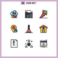 Set of 9 Modern UI Icons Symbols Signs for medical marker chili map vegetables Editable Vector Design Elements