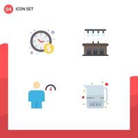 Group of 4 Modern Flat Icons Set for management indicator city avatar food Editable Vector Design Elements