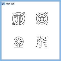 Pack of 4 creative Filledline Flat Colors of interface boat user star ship Editable Vector Design Elements