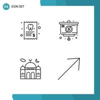 Universal Icon Symbols Group of 4 Modern Filledline Flat Colors of dentist masjid tooth chart moon Editable Vector Design Elements