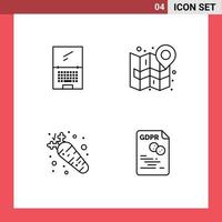 User Interface Pack of 4 Basic Filledline Flat Colors of computer plan imac map diet Editable Vector Design Elements