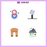 User Interface Pack of 4 Basic Flat Icons of gear culture setting infancy hinduism Editable Vector Design Elements