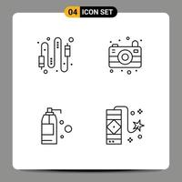 4 colores planos de línea de relleno de vector temático y símbolos editables de elementos de diseño de vector editable de carnaval de imagen de conexión de detergente de audio