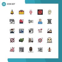 Modern Set of 25 Filled line Flat Colors and symbols such as skill not pin parking no Editable Vector Design Elements