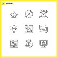 Set of 9 Modern UI Icons Symbols Signs for tree nature delete forest pumpkin Editable Vector Design Elements