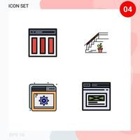 4 User Interface Filledline Flat Color Pack of modern Signs and Symbols of columns home interface upstairs optimization Editable Vector Design Elements