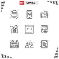 Set of 9 Vector Outlines on Grid for course learning finance dvd making Editable Vector Design Elements