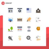 Set of 16 Commercial Flat Colors pack for wifi cloud programming landmark centre block Editable Pack of Creative Vector Design Elements