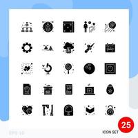 Editable Vector Line Pack of 25 Simple Solid Glyphs of dollar coin questionnaire casino people job Editable Vector Design Elements