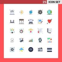 25 Thematic Vector Flat Colors and Editable Symbols of internet settings connectivity gear web Editable Vector Design Elements