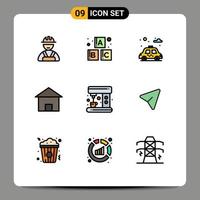 Set of 9 Modern UI Icons Symbols Signs for arrow machine car coffee house Editable Vector Design Elements