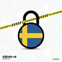 Sweden Lock DOwn Lock Coronavirus pandemic awareness Template COVID19 Lock Down Design vector