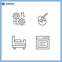 4 iconos creativos, signos y símbolos modernos de ajuste de la rueda de la cama, comunicación de Pascua, elementos de diseño vectorial editables vector