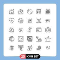 Pictogram Set of 25 Simple Lines of architecture document mail manu basic Editable Vector Design Elements