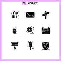 Group of 9 Modern Solid Glyphs Set for recruitment candidate wedding applicant online Editable Vector Design Elements