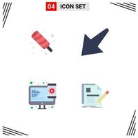 Pictogram Set of 4 Simple Flat Icons of summer web meal left document Editable Vector Design Elements