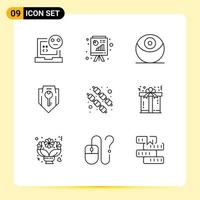 Stock Vector Icon Pack of 9 Line Signs and Symbols for food security business report protection access Editable Vector Design Elements