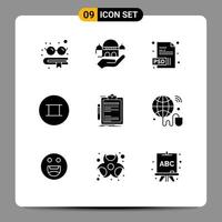 Set of 9 Modern UI Icons Symbols Signs for clip board business extension check symbols Editable Vector Design Elements