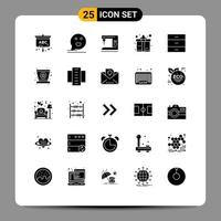 conjunto de 25 iconos de interfaz de usuario modernos símbolos signos para muebles gabinete café presente caja elementos de diseño vectorial editables vector