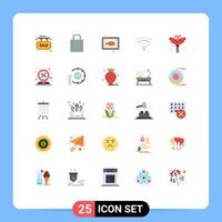 25 Thematic Vector Flat Colors and Editable Symbols of meat signal security connection dish Editable Vector Design Elements