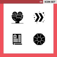 Set of 4 Modern UI Icons Symbols Signs for breakfast estate food chevron diamond Editable Vector Design Elements