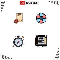 Universal Icon Symbols Group of 4 Modern Filledline Flat Colors of deadline stop watch time soccer watch Editable Vector Design Elements