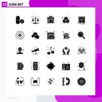 Pictogram Set of 25 Simple Solid Glyphs of safe rgb shop design market Editable Vector Design Elements