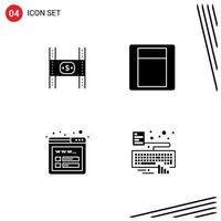 4 User Interface Solid Glyph Pack of modern Signs and Symbols of budget seo money switch hands Editable Vector Design Elements