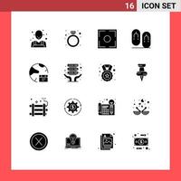 Stock Vector Icon Pack of 16 Line Signs and Symbols for database travel focus footwear flip Editable Vector Design Elements