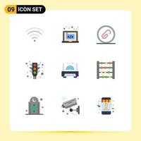 Universal Icon Symbols Group of 9 Modern Flat Colors of device traffic attach light pin Editable Vector Design Elements