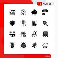 16 Thematic Vector Solid Glyphs and Editable Symbols of safety not person belt snow Editable Vector Design Elements