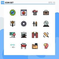 Mobile Interface Flat Color Filled Line Set of 16 Pictograms of toolkit. construction. advantage. box. comfort vector