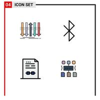 Pictogram Set of 4 Simple Filledline Flat Colors of arrow business forward connection contract Editable Vector Design Elements