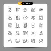 Set of 25 Modern UI Icons Symbols Signs for bubble history power supply files data Editable Vector Design Elements