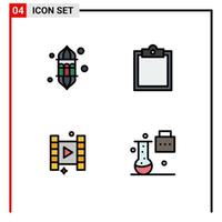 Group of 4 Filledline Flat Colors Signs and Symbols for lantern play lamp clipboard expansion and innovation Editable Vector Design Elements