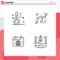 4 Creative Icons Modern Signs and Symbols of cloudy earth temperature sound world Editable Vector Design Elements