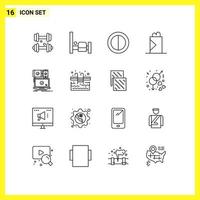 16 Universal Outlines Set for Web and Mobile Applications pool responsive contrast mobile computer Editable Vector Design Elements