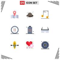 Set of 9 Modern UI Icons Symbols Signs for phone cell audio battery online Editable Vector Design Elements