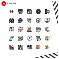 Pictogram Set of 25 Simple Filled line Flat Colors of business camera accessories browser ancient camera roll arrow Editable Vector Design Elements