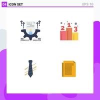 4 Thematic Vector Flat Icons and Editable Symbols of resume tie setting position dress Editable Vector Design Elements