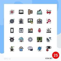 25 iconos creativos, signos y símbolos modernos de contenido principal, computadora portátil, enviar correo, elementos de diseño vectorial editables vector