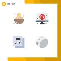 Universal Icon Symbols Group of 4 Modern Flat Icons of spaghetti backside digital albums 5 Editable Vector Design Elements