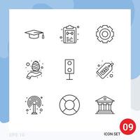 9 User Interface Outline Pack of modern Signs and Symbols of devices nature basic hand universal Editable Vector Design Elements