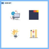 Group of 4 Modern Flat Icons Set for access stare remote tabs pen Editable Vector Design Elements